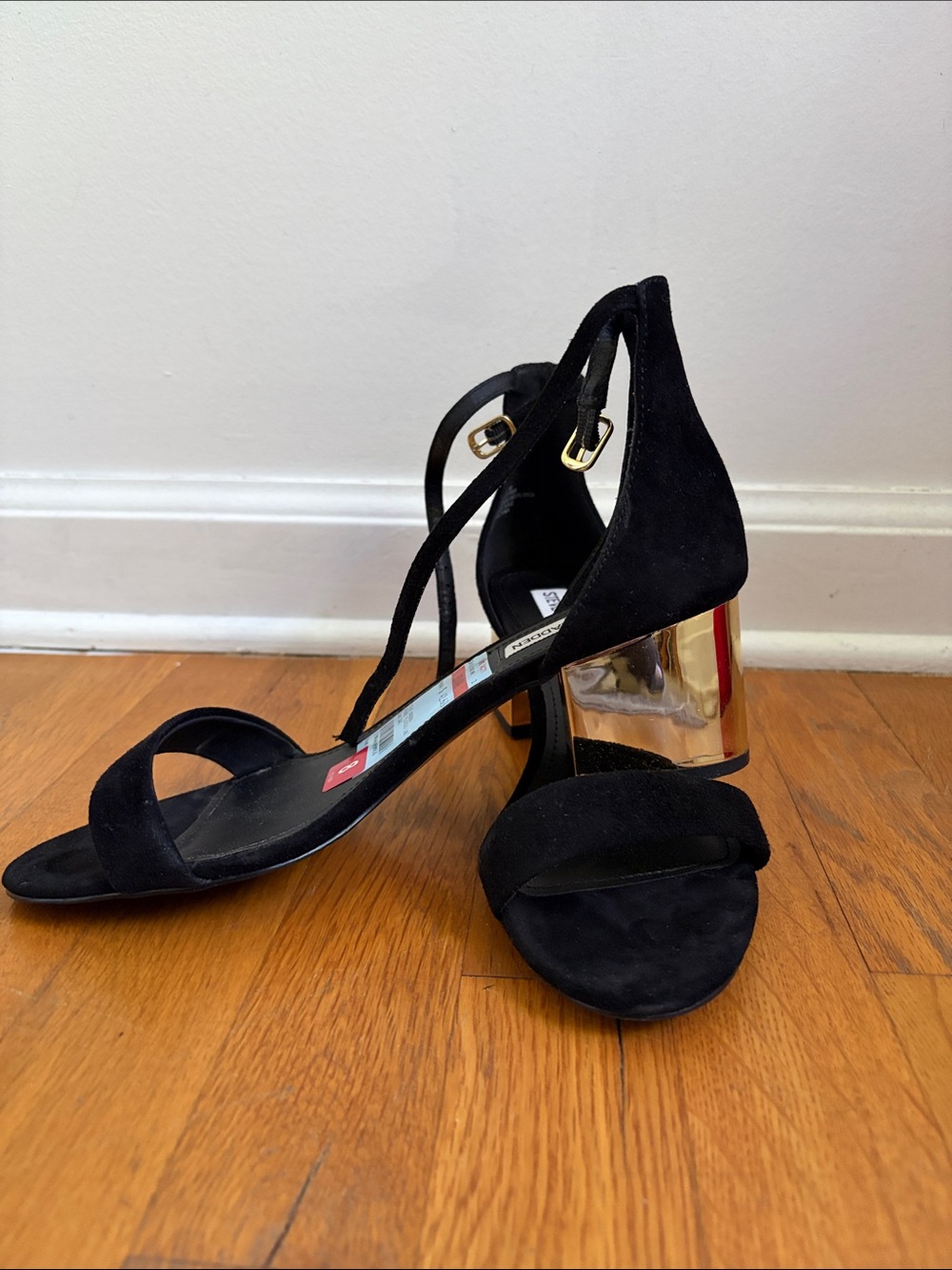 Steve Madden Black Suede Strappy Heel Sandal